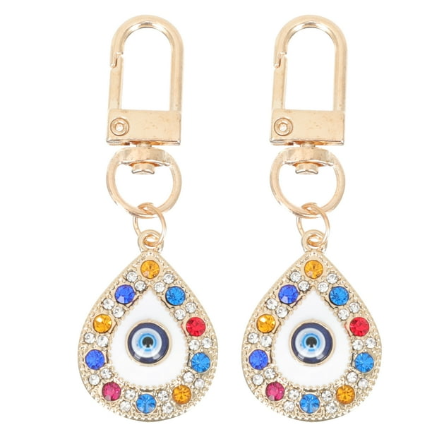 2 unids malvado ojo llaveros azul ojo llaveros instrumento bolsa colgantes llaveros decorativos anillos