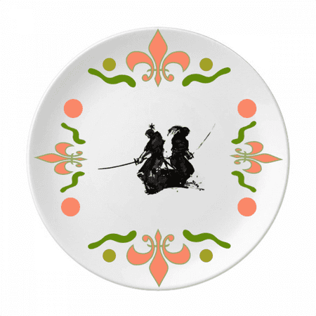 

Japanese sman Knight Outline Flower Ceramics Plate Tableware Dinner Dish