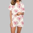 thumbnail image 2 of Moxiu Valentines Pajamas for Women Set 2 Piece Love Heart Print Button Down Shirts with Shorts Matching Loungewear Sleepwear 2025 Red,XL, 2 of 7