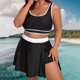 thumbnail image 4 of Tankini de verano para mujer, traje de baño deportivo de dos piezas con estampado de patchwork y escote en V profundo, con aros, para mujer, tankinis, 2 piezas, 4 of 9