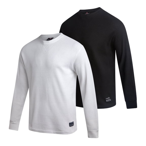 Southpole Mens Thermal Shirts - 2 Pack Mens Crewneck Henley Top Long Sleeve Thermal Shirts (S-XL)