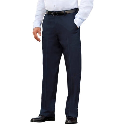 George Mens Classic Fit Flat Front Performance Dress Pants Grey, 36W x 29L