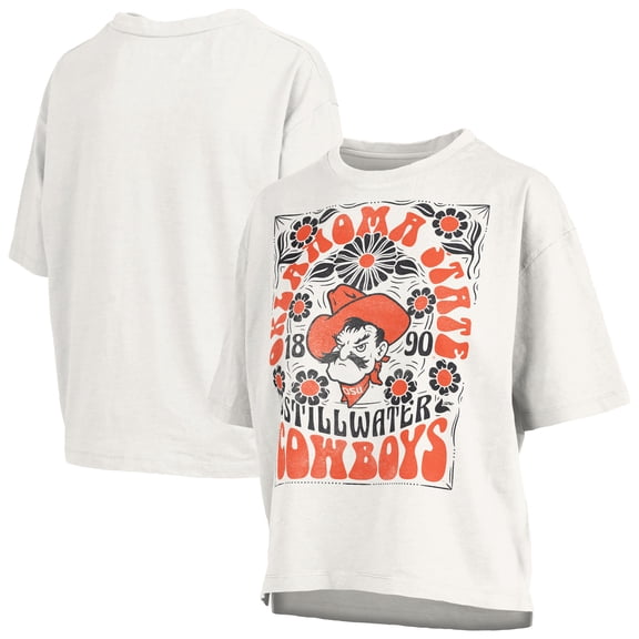 Women's Pressbox White Oklahoma State Cowboys Harmony Oversized Slub T-Shirt