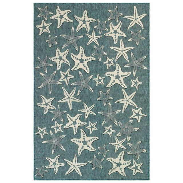 Transocean CRES8841594 Liora Manne Carmel Étoile de Mer Tapis Intérieur & Extérieur, Turquoise - Carré - 7 Pi. 10 Po.