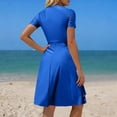 thumbnail image 4 of Mifsaly Swim Suits for Women 2026 Tummy Control Zip Front Swim Dress with Short Sleeves and Layered Skirt Sun Protection Comfortable Tankini Swimsuits S, 4 of 7
