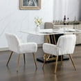 thumbnail image 6 of Faux Fur Dining Chairs, Modern Dining Chair with Golden Metal Legs, Armchair Upholstered Dining Chairs, Accent Desk Chair for Dining Room, Kitchen, Vanity, Living Room(White,Set of 6), 6 of 9