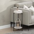 thumbnail image 2 of Furinno Besi 2-Tier Tall Round Side Table with Metal Legs, Metal Frame, White End Table, Night Stand, Bedside Table with Open Shelf, for Living Room, Bedroom, Plain White, 2 of 5