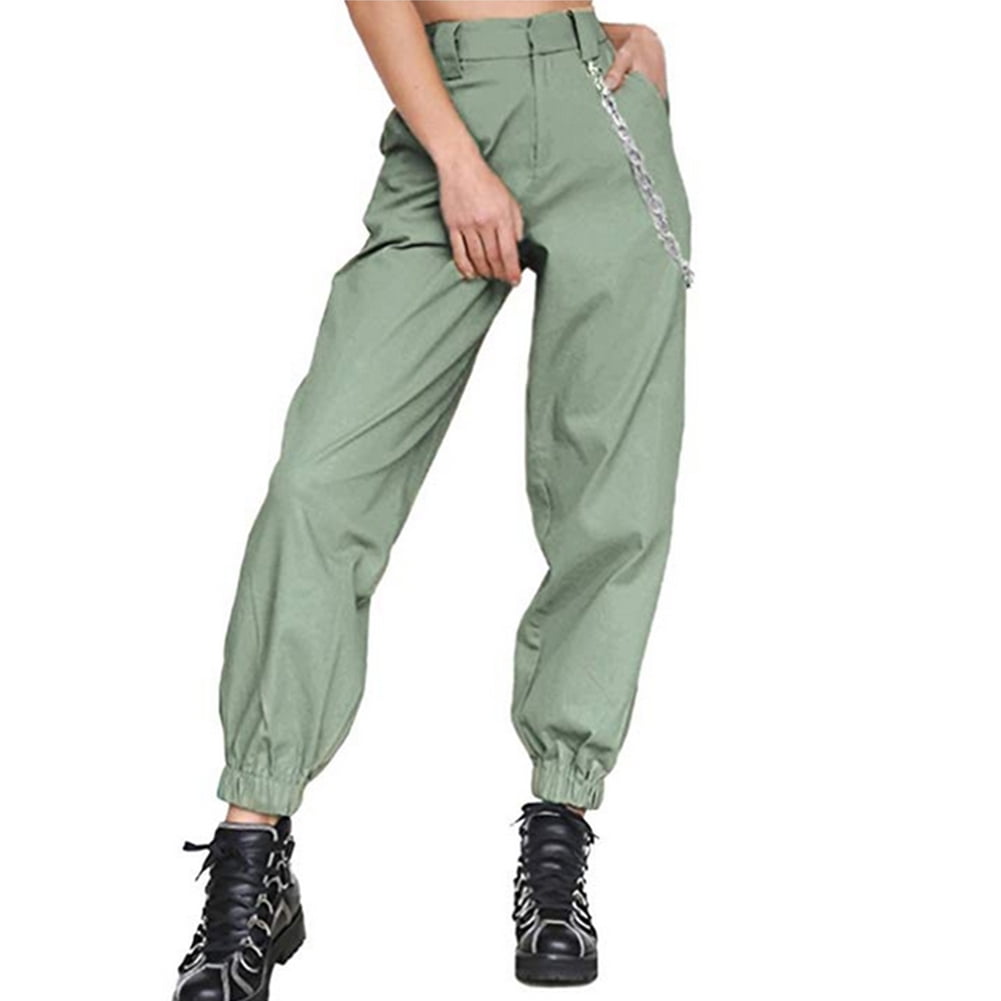 green cargo jogger pants womens