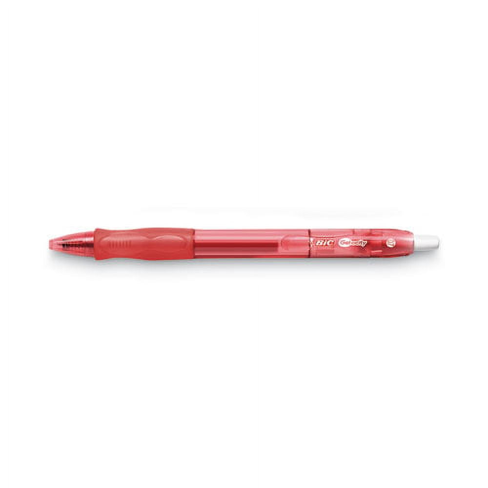 BIC Gel-Ocity Gel Pen, Retractable, Medium 0.7 mm, Red Ink, Translucent Red Barrel, Bundle of 10