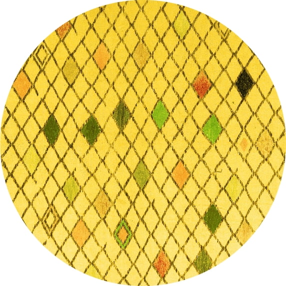 Ahgly Company Indoor Round Solid Yellow Modern Area Rugs, 7' Round
