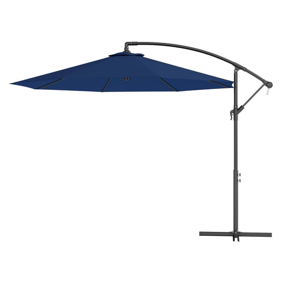 SAZYY 10ft Cantilever Offset Patio Umbrella with Tilt, UV & Water Resistant, Cross Base for Outdoor, Navy Blue