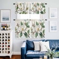 thumbnail image 2 of White Floral Kitchen Curtains Sets for Windows 24 Inch Length, Botanical Magnolia Flower Leaves Butterfly Rod Pocket Window Treatments Tier Curtains and Valances Set for Bedroom/Bathroom, 2 of 8