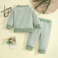 thumbnail image 6 of TOWED22 Baby Boy Clothes Outfits Fall Embroidery Long Sleeve Waffle Sweatshirt Tops Casual Pants Newborn 2Pcs Set, 6 of 8
