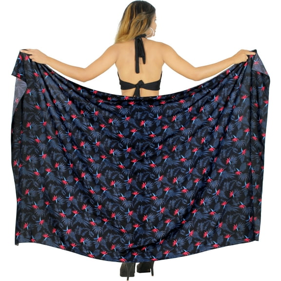 LA LEELA Women's Bikini Wraps Beach Wrap Sarong Cover up Skirt Bathing suit Swimsuit Cover Ups for Swimwear Women One Size Cobalt, Floral