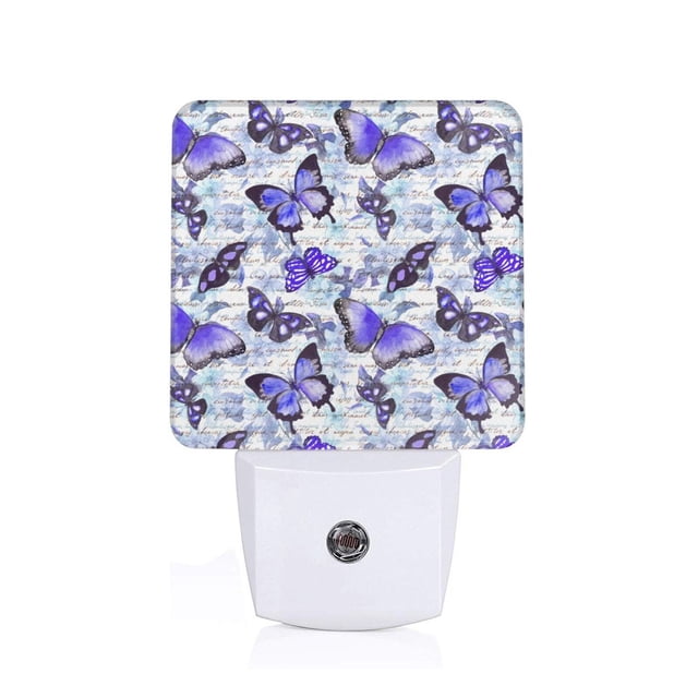 Balery Butterflies Luz Nocturna LED con Sensor Automático, Enchufe con Sensor Crepuscular, Luz Suave de 0.5W para Dormitorio, Pasillo, Baño-UK