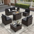 thumbnail image 3 of STARY 8 Pieces Outdoor Furniture Set with Fire Pit Table, Wicker Patio Sectional Sofas, All-Weather Outdoor Conversation Set for Garden, Black, 3 of 9