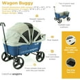 thumbnail image 2 of Creative Outdoor Stroller Wagon with Canopy for Kids Push Pull Folding Wagon, Blue, 2 of 9
