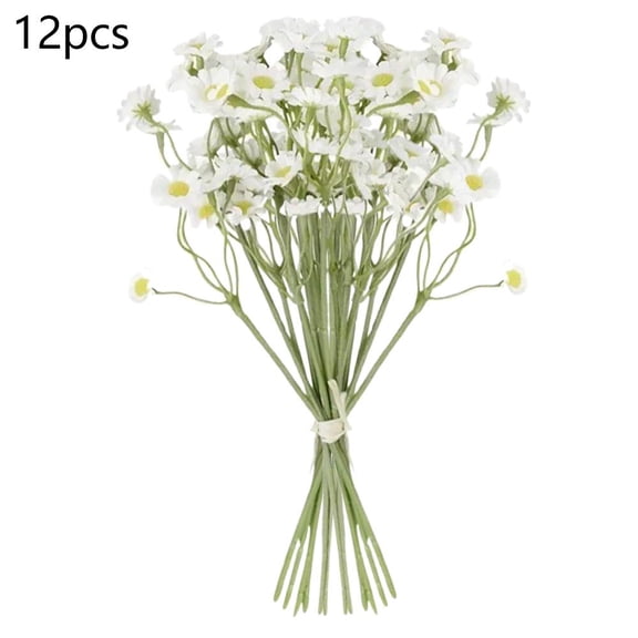 Artificial Flowers 6 Bundles,Small White Artificial Flowers UV Resistant Wildflowers Stems,Vas with Outdoor Fake