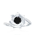thumbnail image 4 of Rosec Jewels Lab Grown Black Diamond Flower Engagement Ring (0.8 Ct, AAAA Grade) - Black and White Diamond Ring - with Jewelry Box, 10K White Gold, US 12.50, 4 of 8