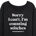 thumbnail image 3 of Instant Message - Can't I'm Counting Stitches - Women's French Terry Long Sleeve Pullover, 3 of 6