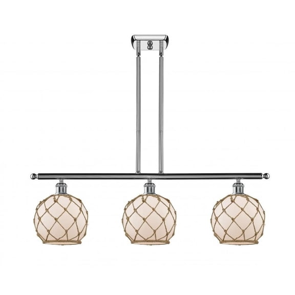 516-3I-PC-G121-8RB-LED-Innovations Lighting-Farmhouse Rope-10.5W 3 LED Island in Industrial Style-36 Inches Wide by 11 Inches High   Polished Chrome