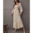 thumbnail image 1 of Vestido Largo Con Cuello Cuadrado, Vestido Largo Con Cintura Alta Para Mujer Dobladillo Con Volantes De Color Puro Para La Fecha ANGGREK Otros, 1 of 8