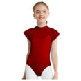 thumbnail image 4 of iixpin Kids Girls Floral Lace Sleeve Ballet Dance Unitard Gymnastics Leotard Sports Jumpsuit Bodysuit Dancewear Burgundy 13-14, 4 of 6