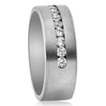 thumbnail image 4 of Pompeii3 Men's Brushed Titanium 8mm Ring Moissanite Wedding Band, 4 of 5