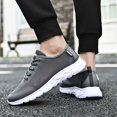 thumbnail image 6 of Sneakers for Men Breathable La𝖼e Up Sneakers with Hollow Out Knit Mesh Upper Fashion Lightweight Running Shoes Comfortable Cushion Trainers Shoes for Summer and Autumn, 6 of 9