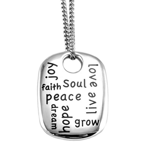 Inspirational Words Stainless Steel Pendant Necklace - Motivational Jewelry Gift for Women