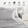 thumbnail image 4 of Flxxie 3 Pieces Twin Silky Satin Sheet Set for Hair and Skin, Includes Flat Sheet, Deep Pocket Fitted Sheet and Pillowcases, Silver Grey, 4 of 6