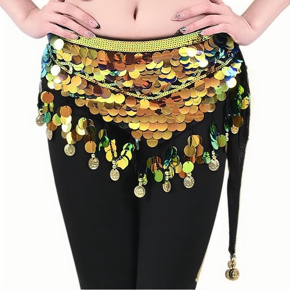 Levmjia Womens Midi Skirt Solid Color Sequins Solid Color Stretch Belly Dance Belly Performance Casual Skirt With For Party Vacation
