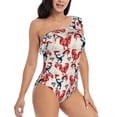 thumbnail image 3 of Haiem Roosters Women's One Piece Swimsuits Tummy Control One Shoulder Bathing Suits Ruffle Swimwear-XX-Large, 3 of 8