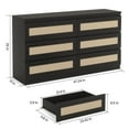 thumbnail image 2 of Rattan Dresser for Bedroom, 6 Drawer Double Dresser with Anti-Tip Kit, Wood Storage Wide Chest of Drawers for Kids Room, 2 of 7