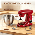 thumbnail image 5 of SeaSpark 3-in-1 Stand Mixer, 5.5 QT Tilt-Head 10-Speed Electric Stand Mixer, Food Mixer with Dough Hook, Beater, Whisk, Red, 5 of 10