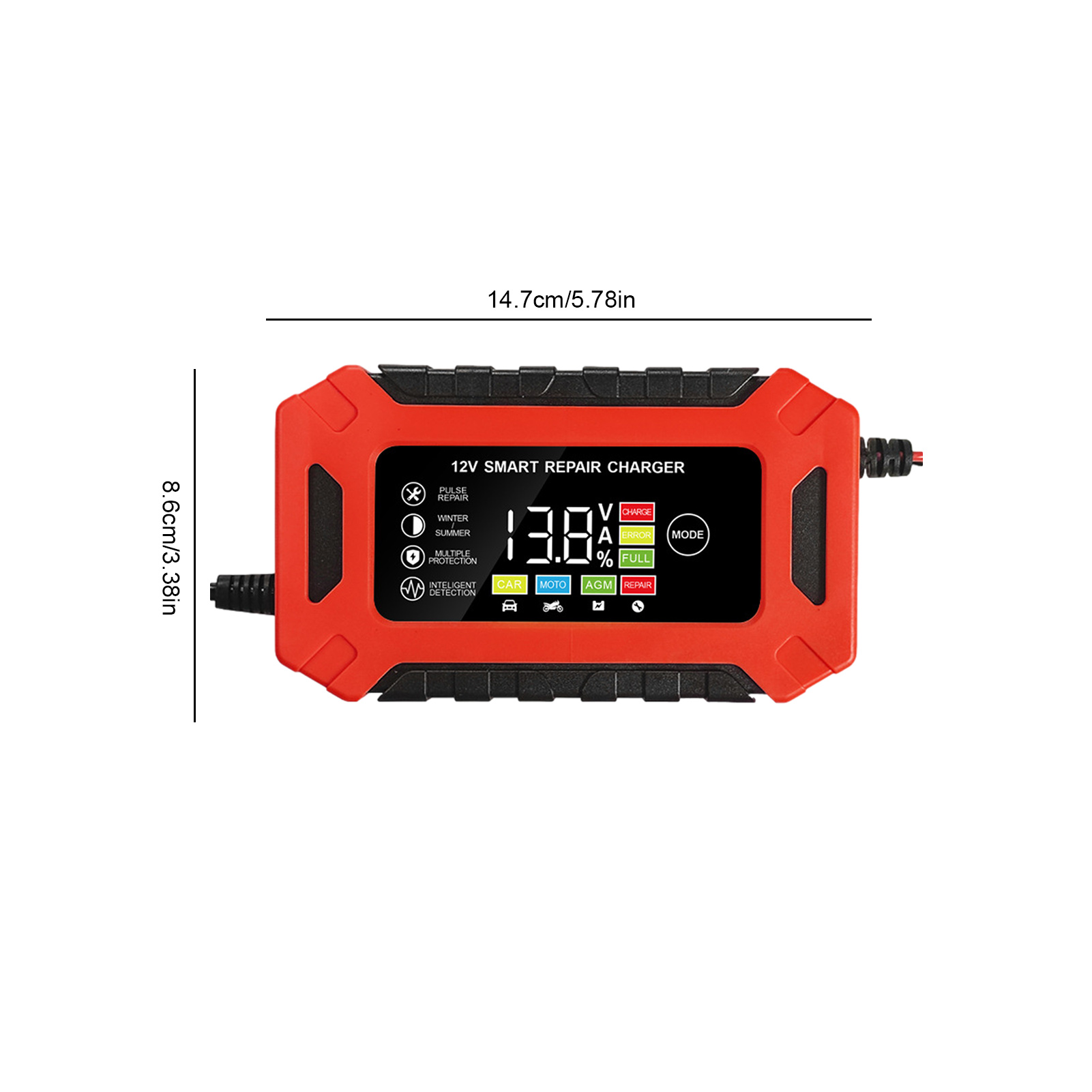 Battery Chargers, 12V Smart Fully Automatic Battery Maintainer, Battery Minder with Temperature Compensation for Motorcycle, Car, Lawn Mower, Boat