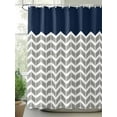 thumbnail image 2 of Shower Curtains Herringbone Pattern Bath Curtain Vintage Navy Blue Grey Waterproof Bathroom Shower Curtain Set with Hooks Decoration 72 x 72 Inches, 2 of 7