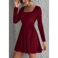 thumbnail image 2 of Square Neck Textured Skater Dress for Women Above Knee Length, 2 of 5