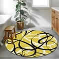 thumbnail image 4 of Round Rugs 3.3 Ft, Yellow Geometric Non Slip Area Rugs for Kitchen Bedroom Entryway, Farmhouse Abstract Black White Striped Washable Carpet Runner Rug Floor Mats for Bedroom Home Decor, 4 of 9