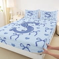 thumbnail image 3 of Castle Fairy Monogrammed Letter Initial S 4-Piece Full Size Sheets for Children Women Teens,Kawaii Blue Bow Bed Sheets,Dreamy Princess Lightweight Sheet Sets,Super Cozy Room Decor, 3 of 7