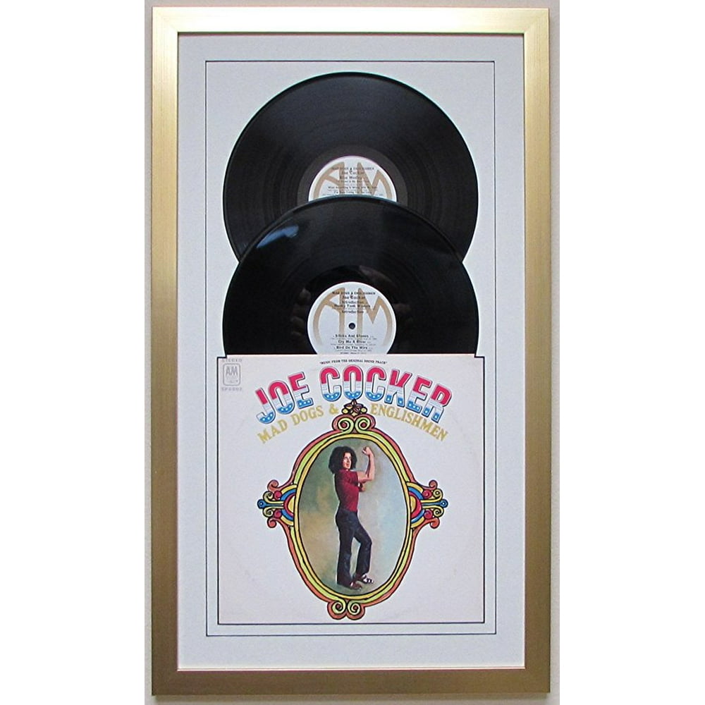 Record Album Double (2) Vinyl LP Frame Display Featuring White Matting