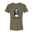 thumbnail image 2 of Wild Bobby Jesus: Ill Be Back Inspirational/Christian Men Premium Tri Blend Tee, Military Green, Small, 2 of 5