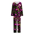 thumbnail image 6 of asdoklhq Fleece Pajamas Women Ladies' Christmas Printed Casual Top Pants Pajama Set Purple L, 6 of 6