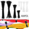 thumbnail image 1 of CNKOO 4 En1 400PCS Câble Zip Attaches Wraps Fil Sangle Bien Rangé Cordon Solide en Nylon Auto Verrouillage Libérable, 1 of 10
