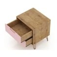 thumbnail image 3 of Rockefeller 2.0 Mid-Century- Modern Nightstand with 2-Drawer in Nature and Rose Pink, 3 of 5