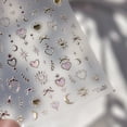 thumbnail image 1 of CnSybaris Stickers para uñas 5D rosa y dorado con corazones y estrellas, 1 of 9