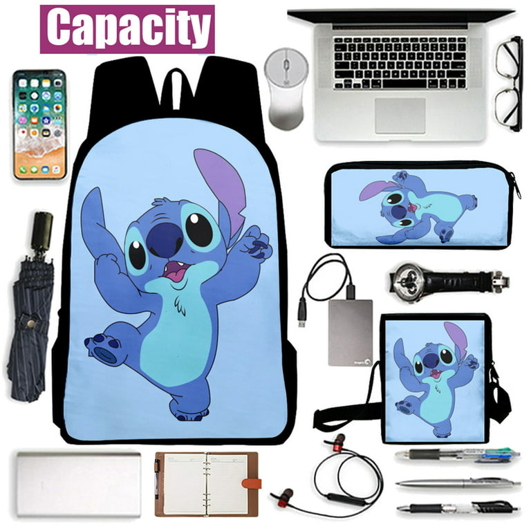 3Pcs/Set Disney Lilo Stitch Teenager Student with Lunch Bag Travel Mochilas  Backpack Colorful Bag Boys Girls School bags 