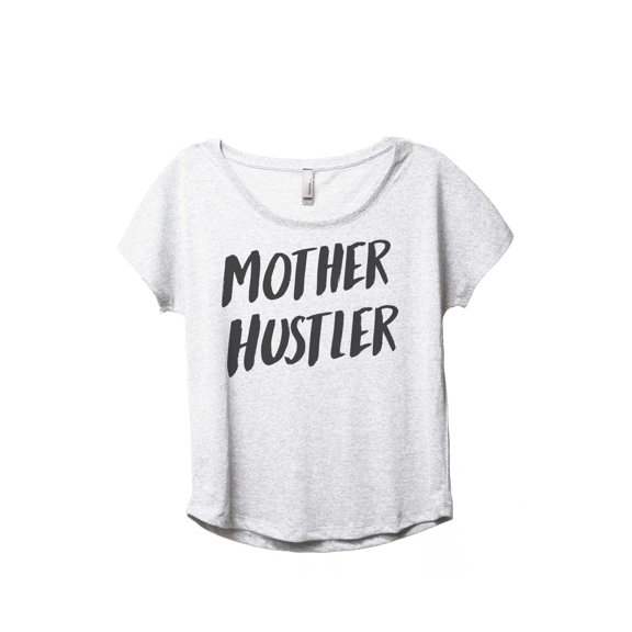 Thread Tank Mother Hustler Women's Fashion Relaxed Slouchy Dolman T-Shirt Tee Heather White Medium