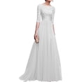 thumbnail image 4 of Robe Longue Élégante en Mousseline pour Femme, Robe de Soirée Formelle (Blanc P), 4 of 8