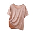 thumbnail image 3 of SROBPTY Womens Pajama Top Print Shorts Sleeve Crew Neck Shirts, 3 of 5